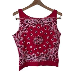 VTG Energie Y2K Rhinestone Bandana Paisley Retro Western Grunge Crop Tank